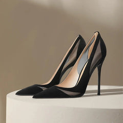 Patchwork Mesh Silver High Heels