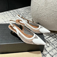 High Sense Design Hollow Back Trip Belt Shallow Mouth Pumps