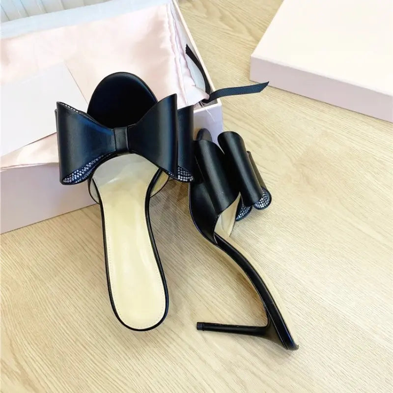 Rhinester Flower Silk High Heel