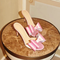 Rhinester Flower Silk High Heel