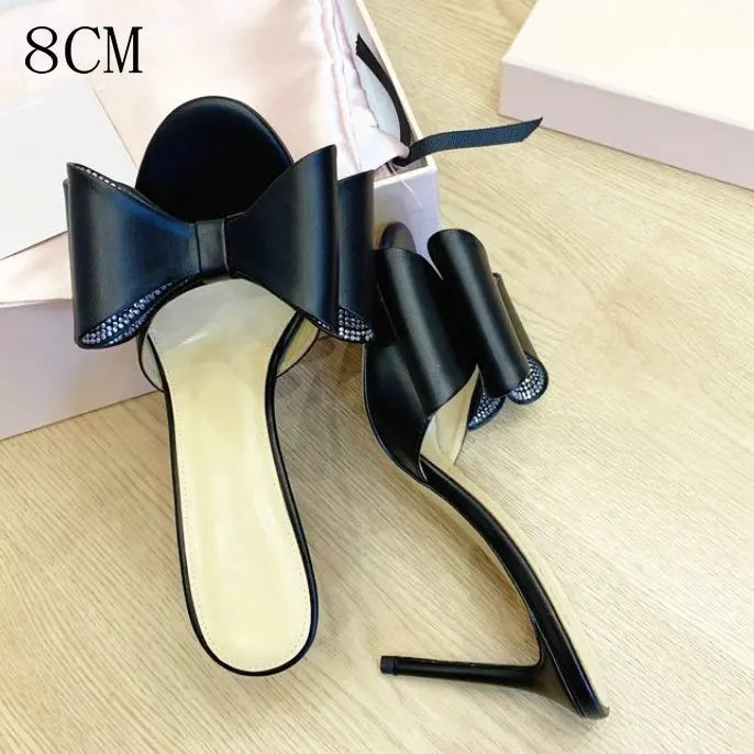 Rhinester Flower Silk High Heel
