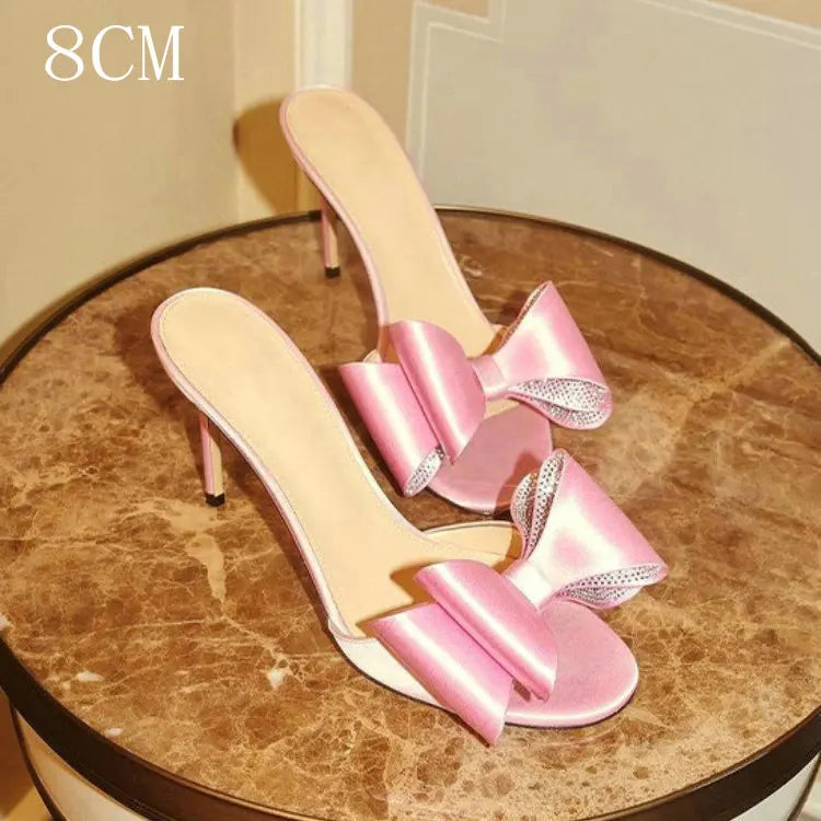 Rhinester Flower Silk High Heel