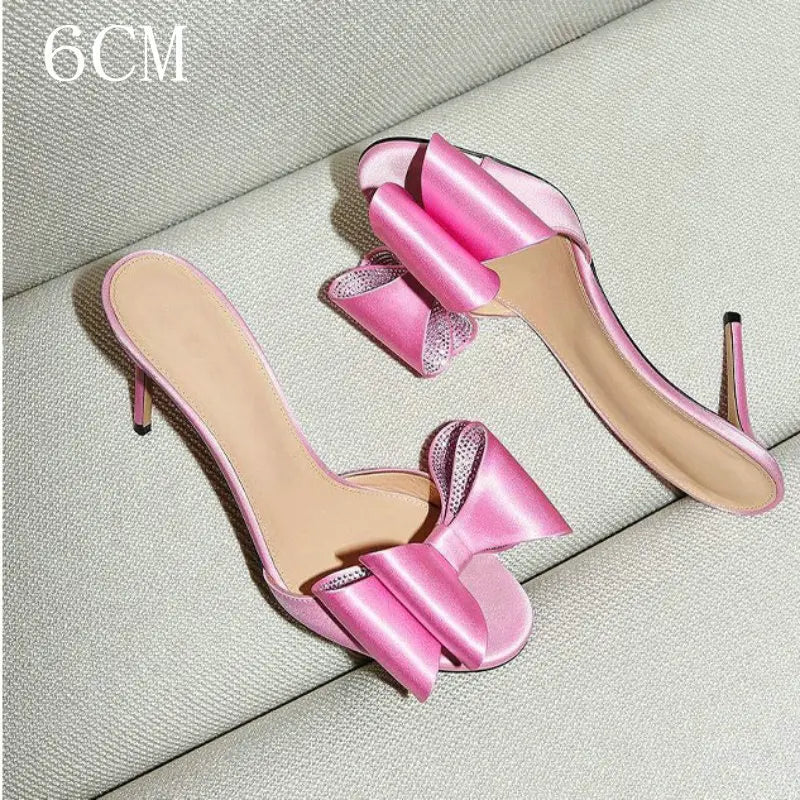 Rhinester Flower Silk High Heel