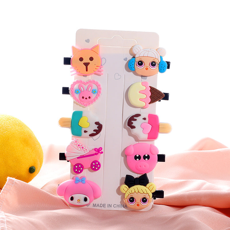 10Pcs Hair Clip Set Hairpins Cartoon Hair Band