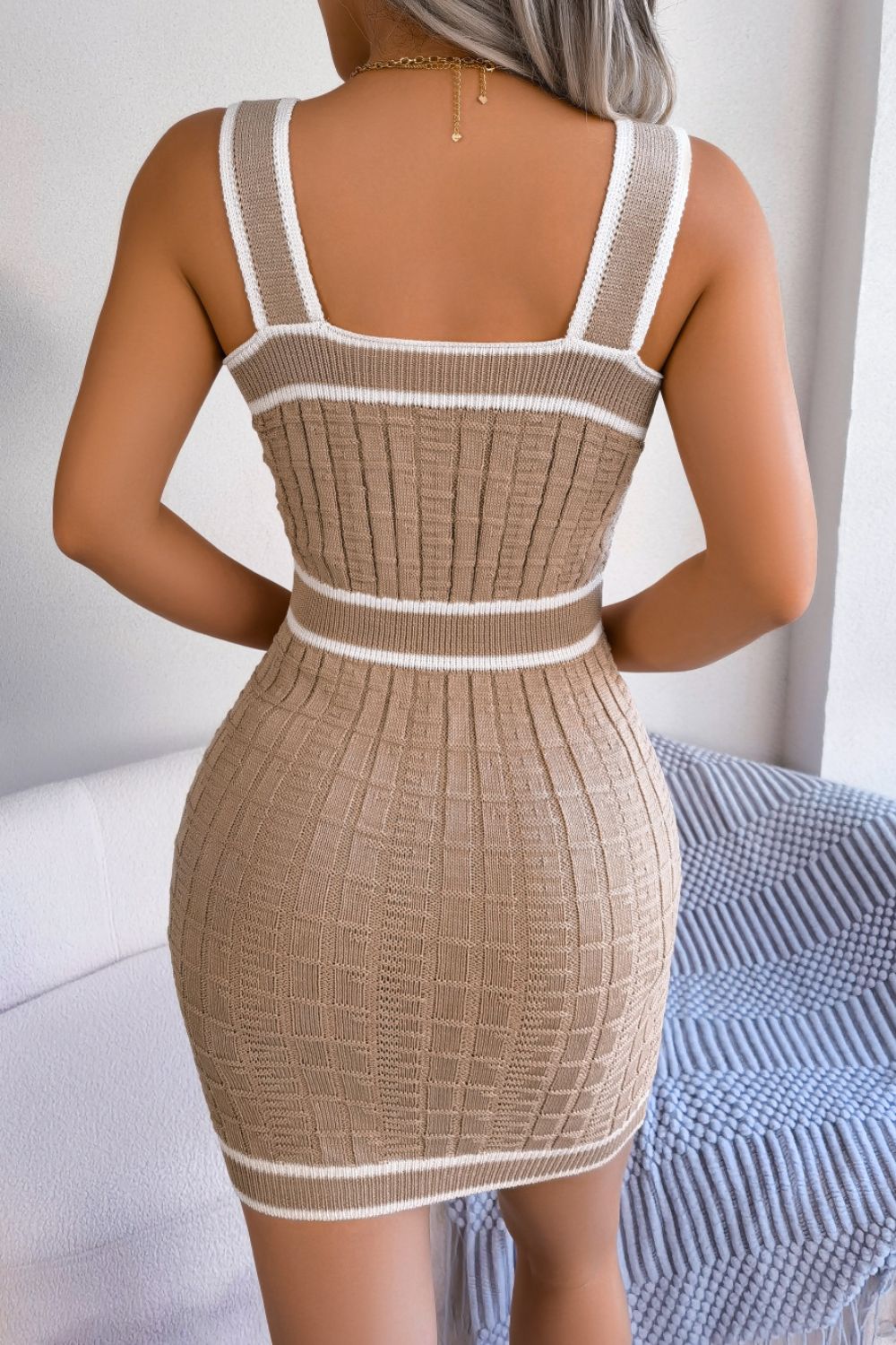 Decorative Buttons Sleeveless Mini Dress