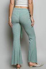 Drawstring Textured Ribbed Knit Pants