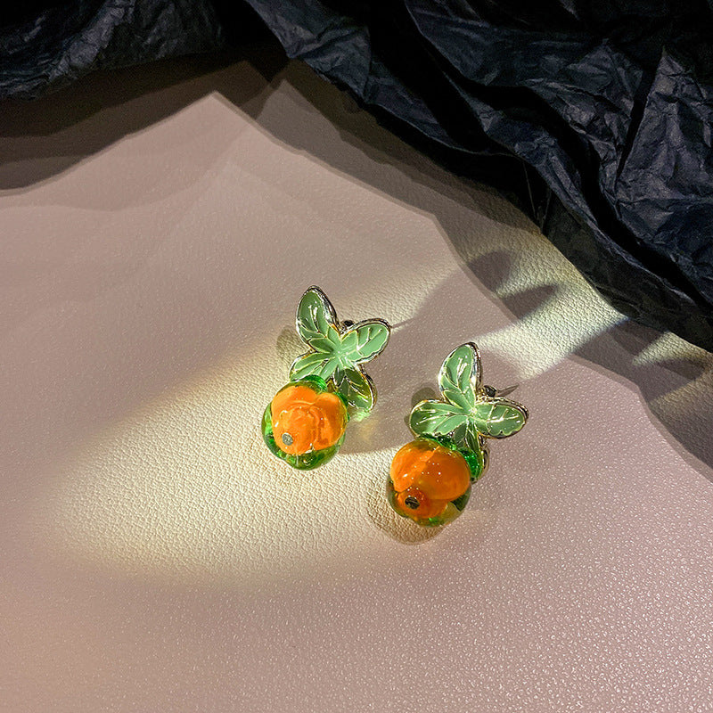 Persimmon Yellow Glass Earrings