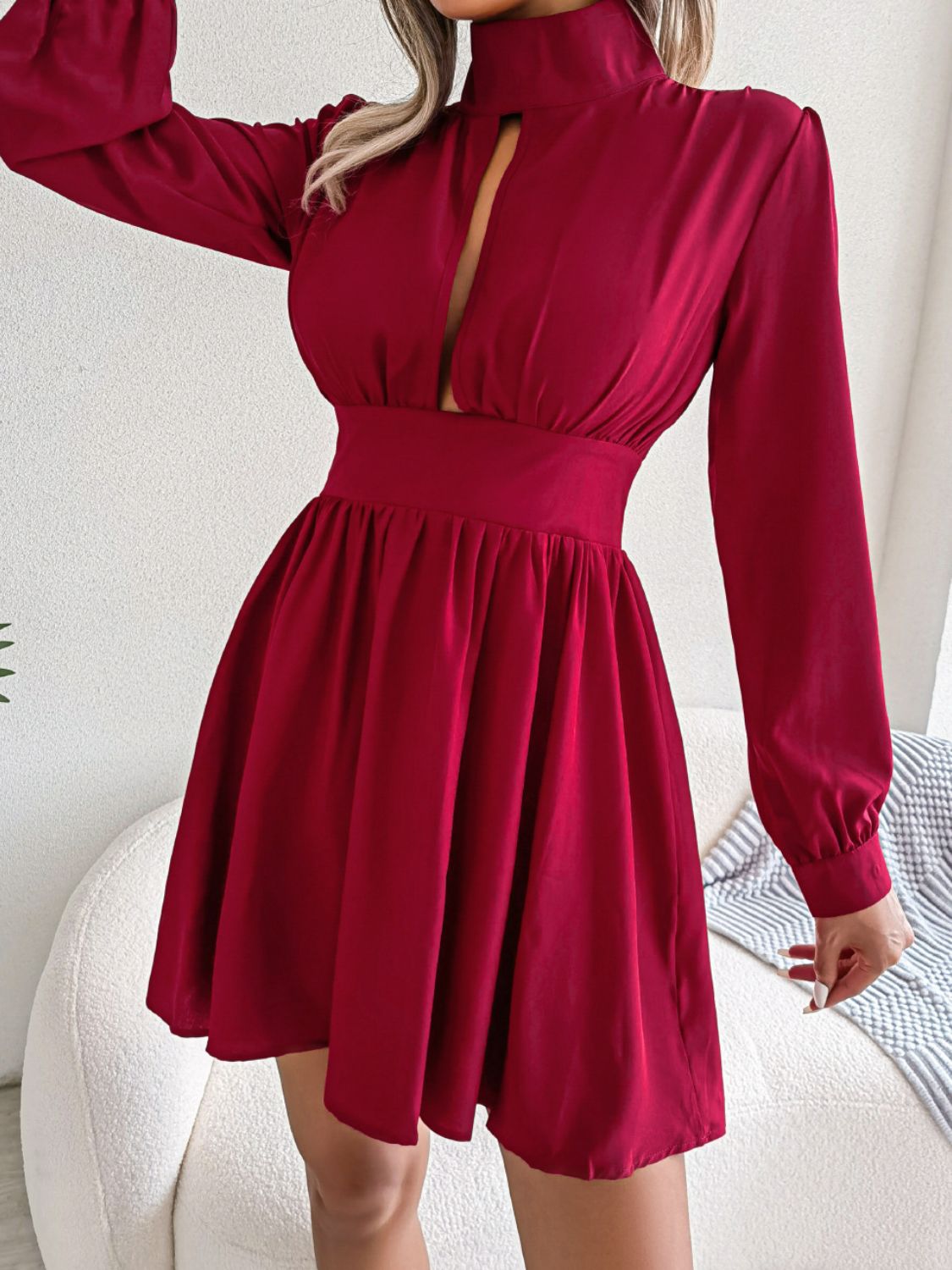 Turtleneck A-Line Mini Dress