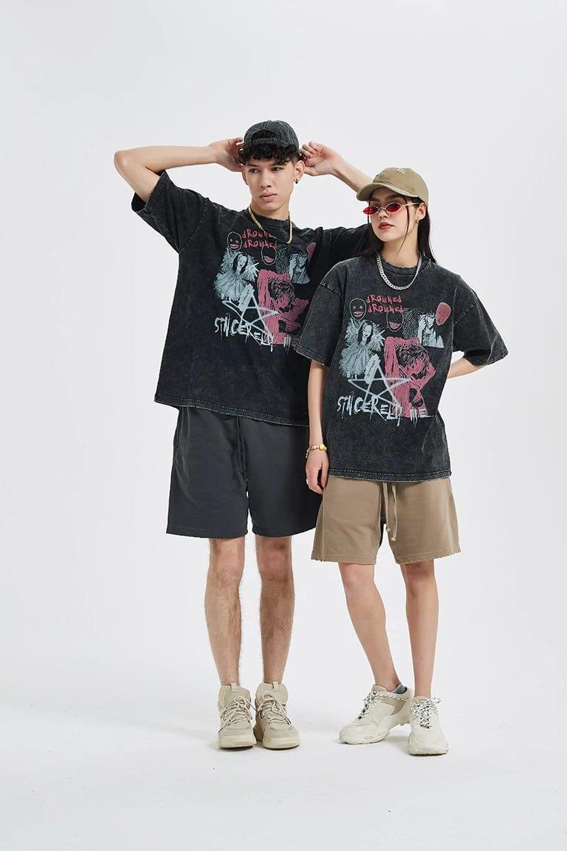 Washed Thriller Comic Graphics Tee