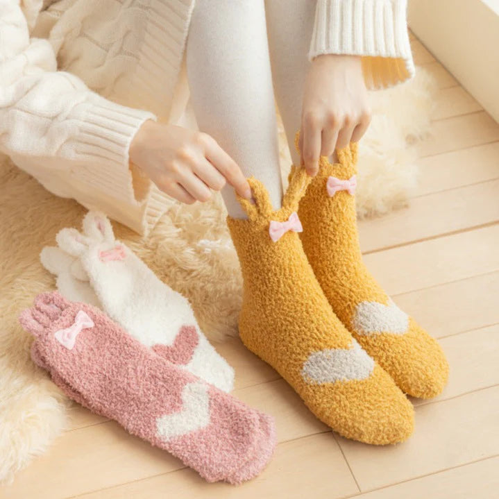 Bunny Ears Heart Floor Socks