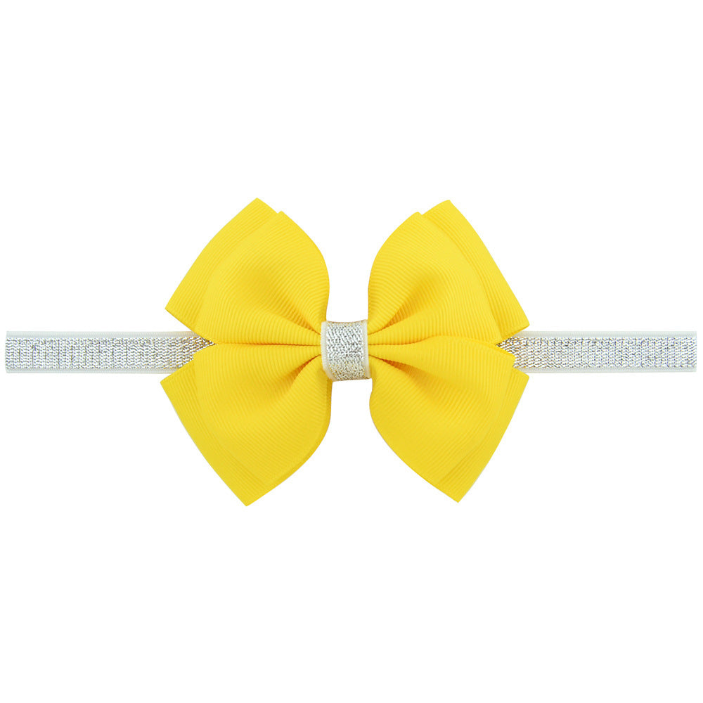 1 Pcs Baby Hair Bow Flower Headband Silver Ribbon Hair