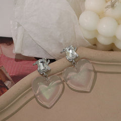 Jelly White Double Heart Earrings