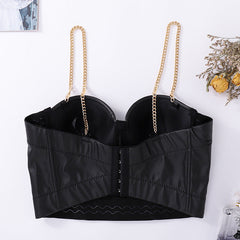 Leather Elastic Gold Chain Sling Corsets