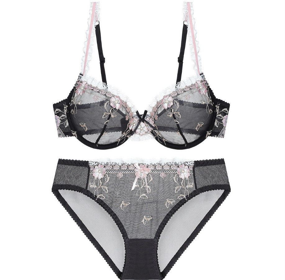 Plus Size Thin Underwired Lace Comfort Bralette Set