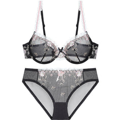 Plus Size Thin Underwired Lace Comfort Bralette Set