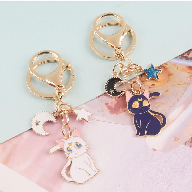 Moon Star Cat Keychain