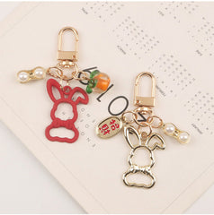 Cute Rabbit Pearl Keychain