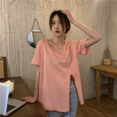 Summer Slit V-neck Tee