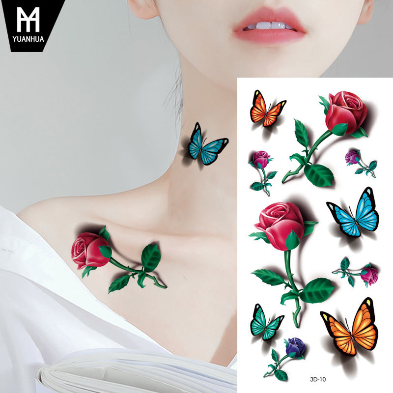 Butterfly Flower Tattoo Sticker