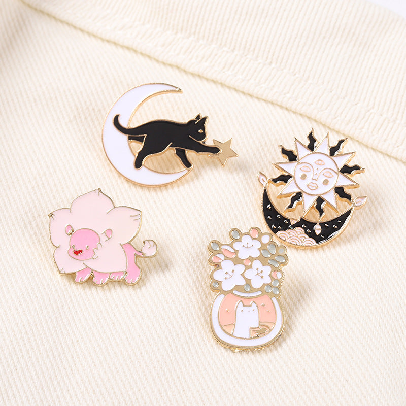 Cartoon Moon Cat Pins