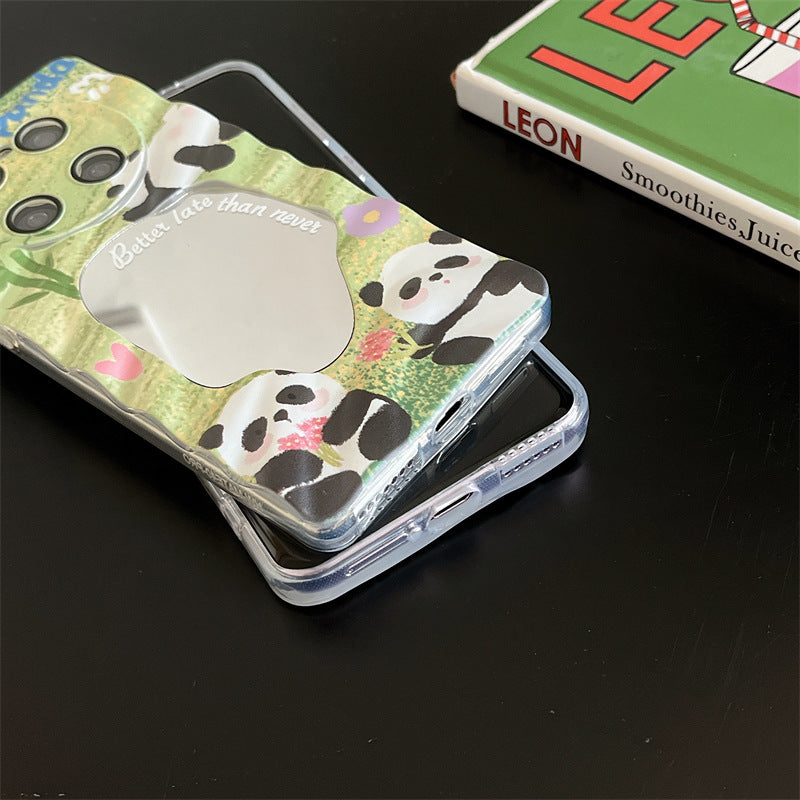 Mirror Green Panda Flowers Phone Case