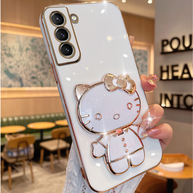 Kawaii Cat Stand Mirror Samsung Phone Case