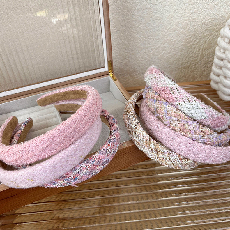 Romantic Pink Tweed Knit Headband