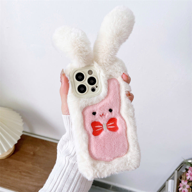 Plush Bow Long-Eared Rabbit Phone Case