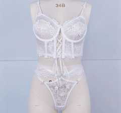 Lace Beaded See-through Sexy Lingerie Set