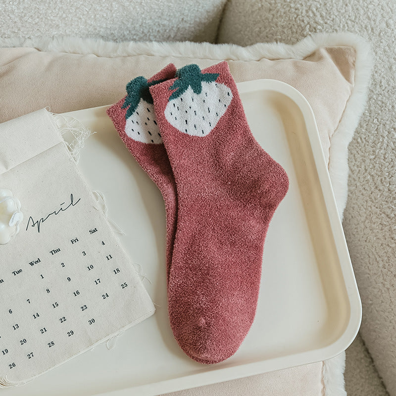 Cute Strawberry Warm Socks