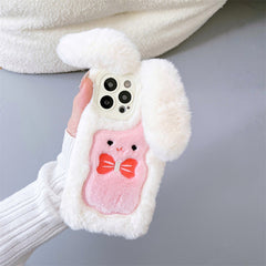 Plush Bow Long-Eared Rabbit Phone Case