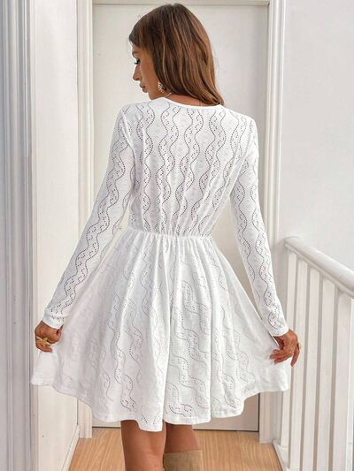 V Neck Long Sleeve Mini Dress
