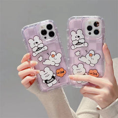 Cartoon Purple Plaid Bear Phone Case