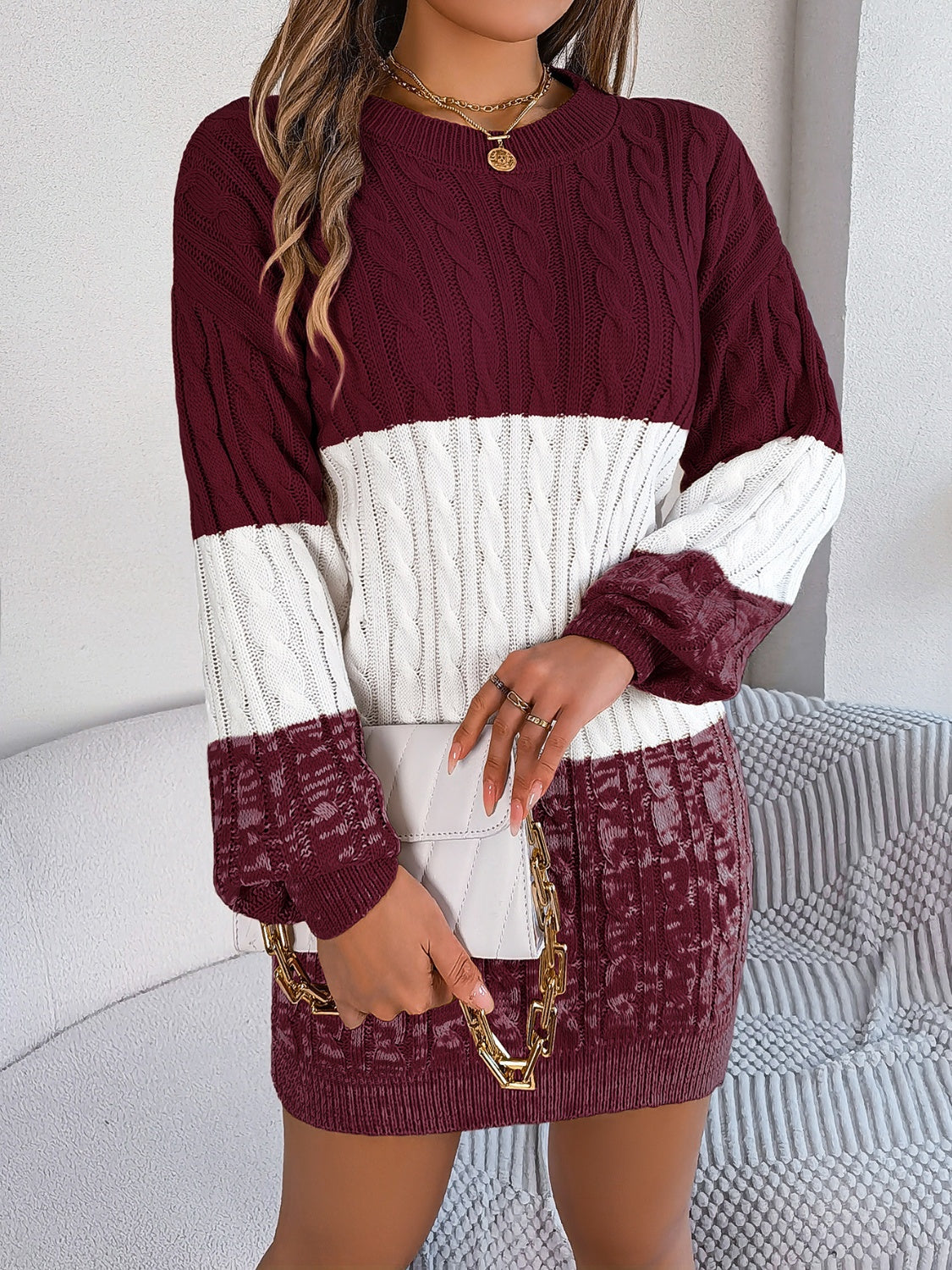 Round Neck Sweater Dress