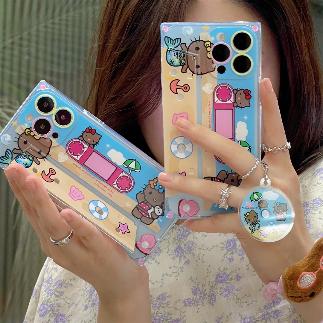 Kawaii Tanned Cat Magnetic Tape Holder Phone Case