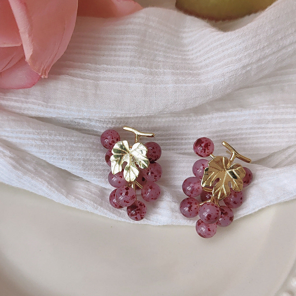 Purple Grape Bunch Earrings