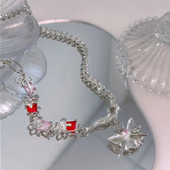 Zircon Flash Bow Necklace