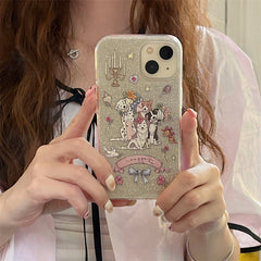 Cute Glitter Four Bouquet Puppies Phone Case