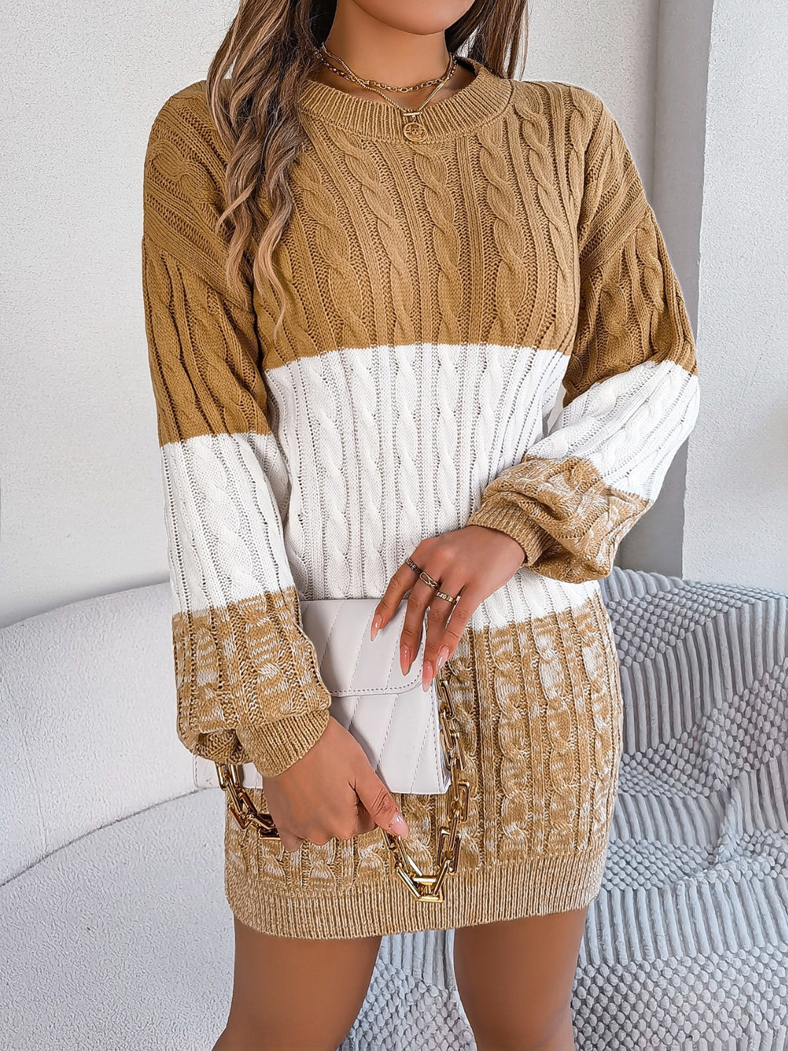 Round Neck Sweater Dress