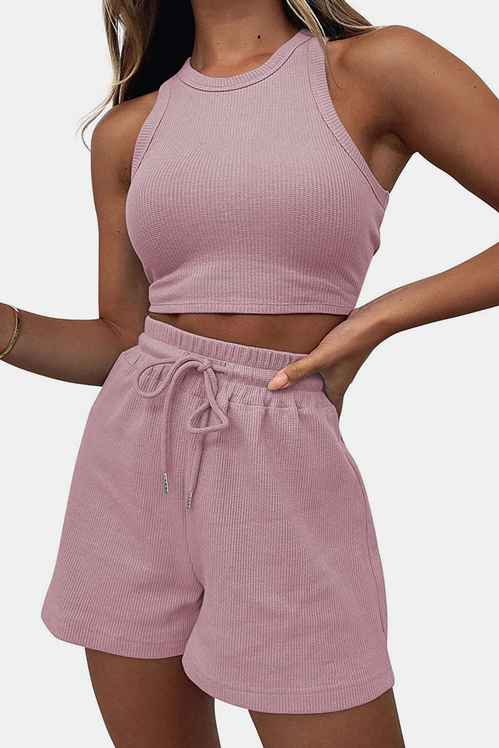 Top and Drawstring Shorts Set