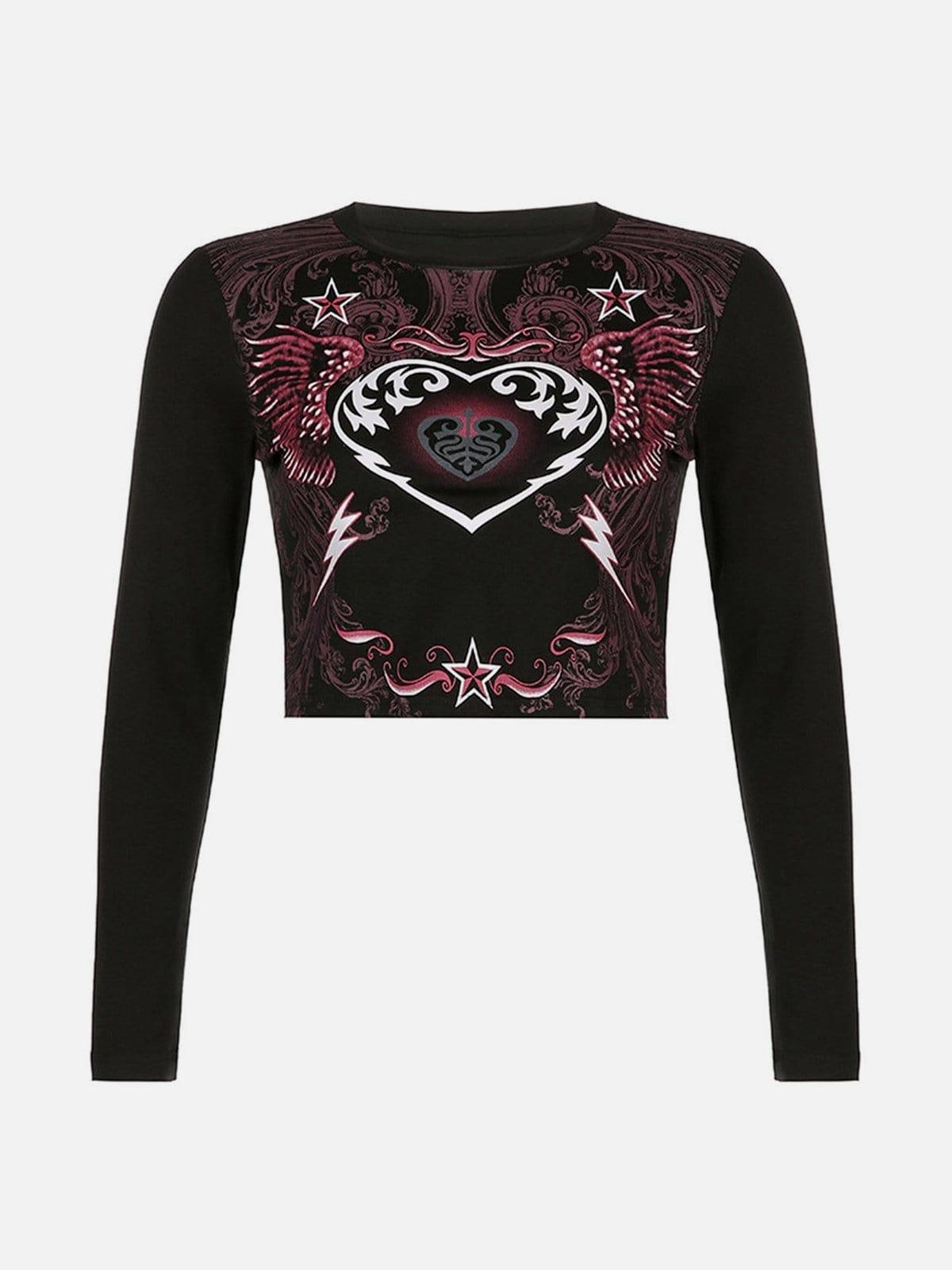 Love Totem Print Long Sleeve T Shirt