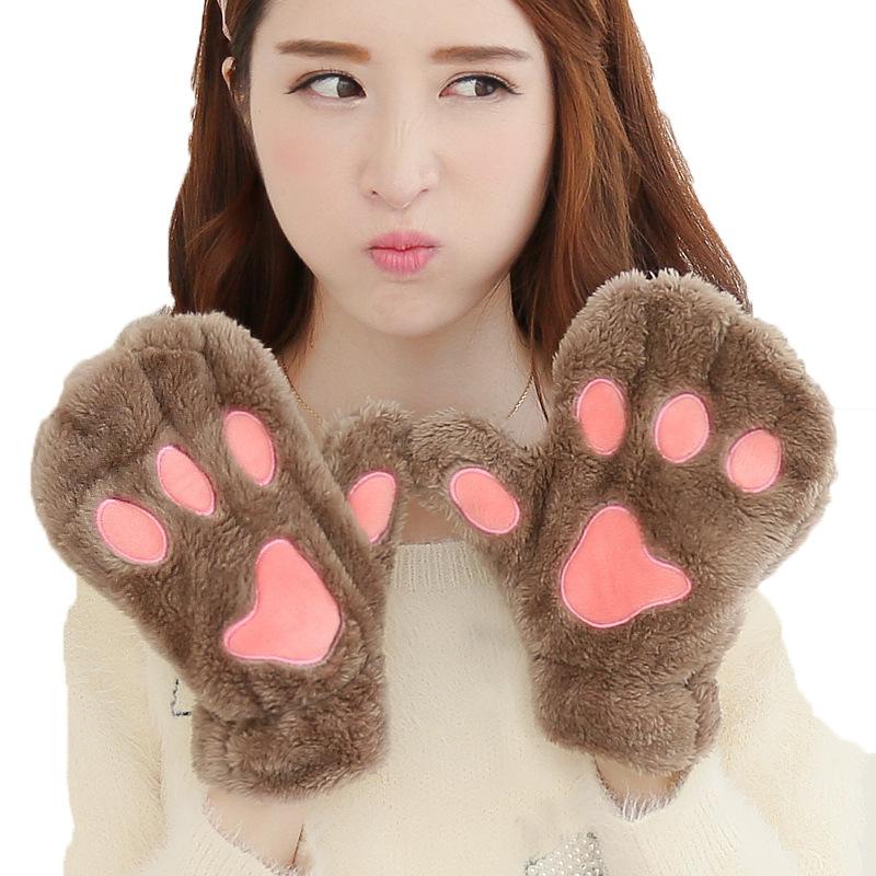 Christmas Cartoon Paw Plush Gloves