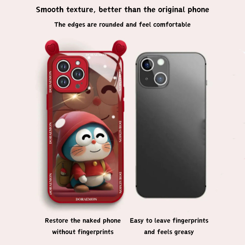 Kawaii Blue Fat Cat Red Phone Case