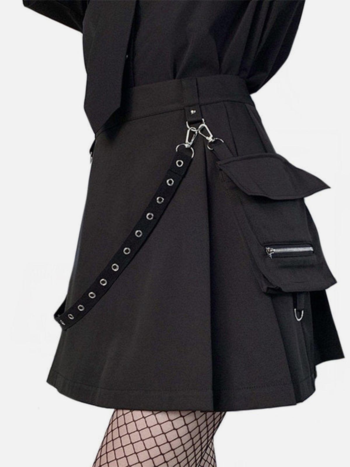 Dark Punk Irregular Pockets Skirt