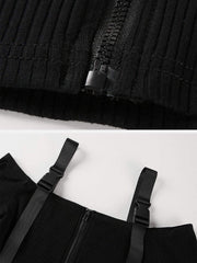Ribbons Buckle Strap Cardigan Long-sleeved T-shirt