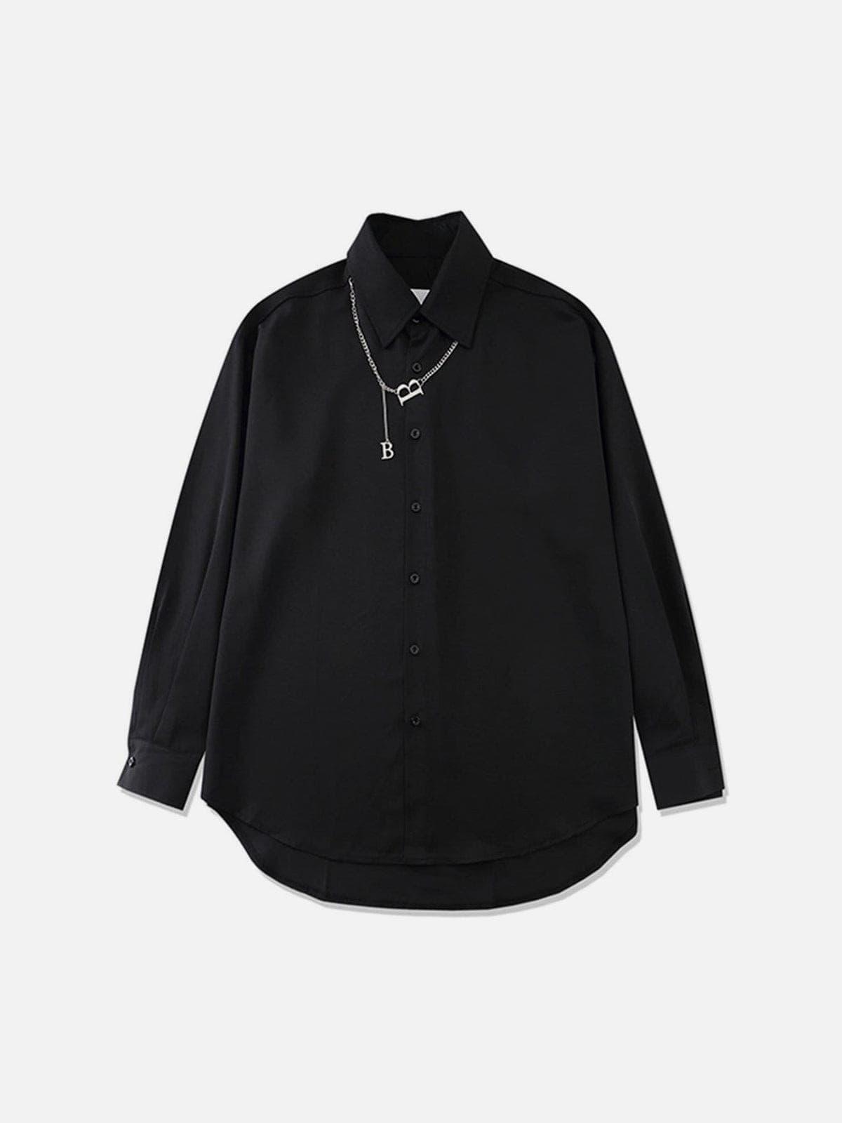 Dark B Chain Decoration Long Sleeve Shirt