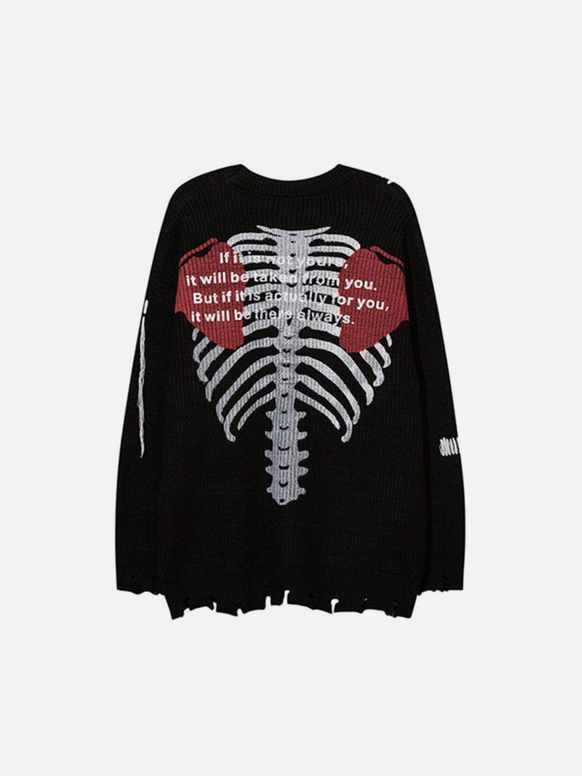 Cut Skeleton Love Letters Sweater