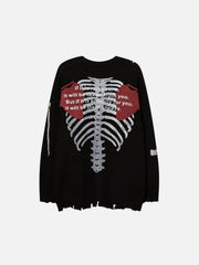 Cut Skeleton Love Letters Sweater