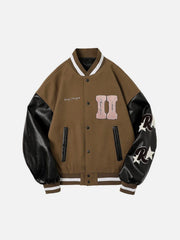 Stitching PU Sleeve Varsity Jacket