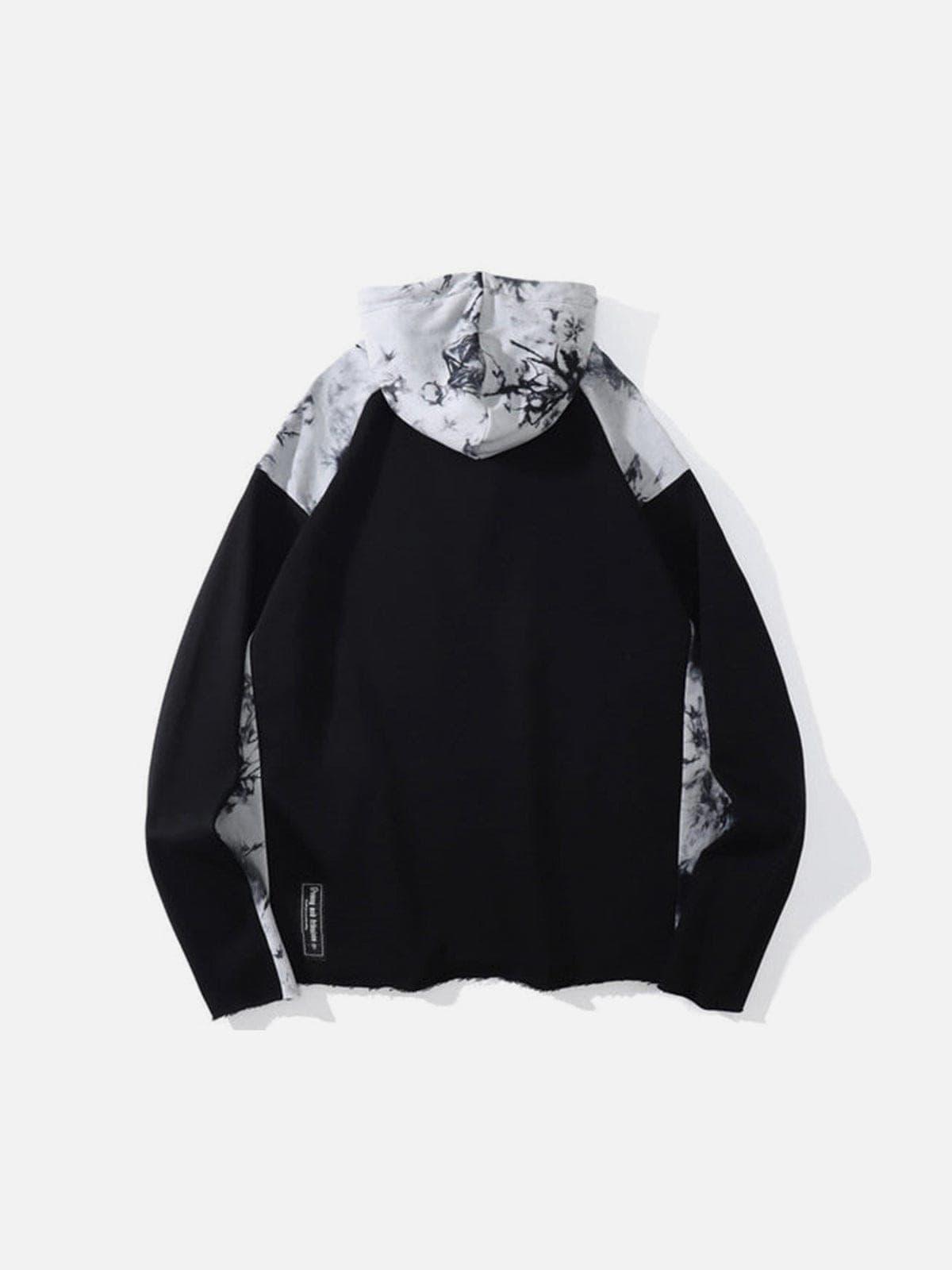 Ink Tie-dye Stitching Oversized Washed Hoodie